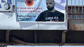 U Podujevu postavljen transparent s likom Hajrizija koji je ubio srpskog policajca